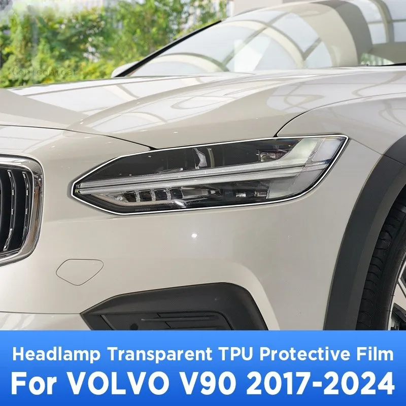 

For VOLVO V90 2017-2024 Car Exterior Headlight Anti-scratch Front Lamp Transparent TPU Protective Film Sticker Accessories