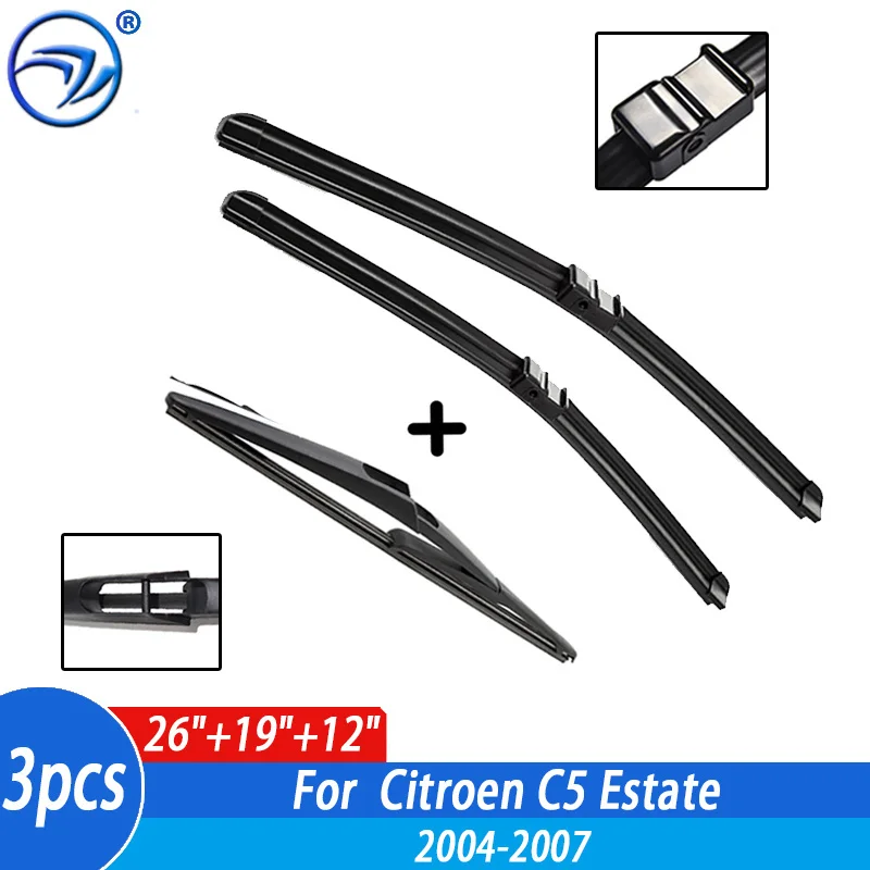 Wiper Front Rear Wiper Blades Set For Citroen C5 Estate 2004 2005 2006 2007 Windshield Windscreen Front Rear Window 26