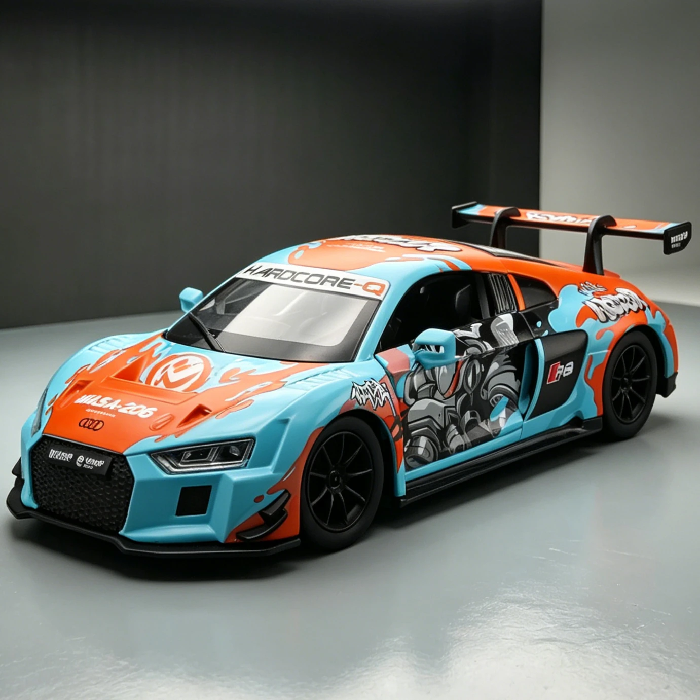 Модель гоночного автомобиля Audi R8 LMS из литого металла в масштабе 1/24, реалистичная игрушка из сплава с подсветкой и звуком для коллекции и подарка
