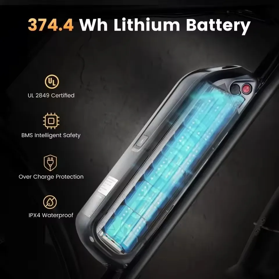 750W Electric Bike for Adults 374 4Wh Battery 20MPH 55Miles Range 20 Thick Tires Commuting Moped