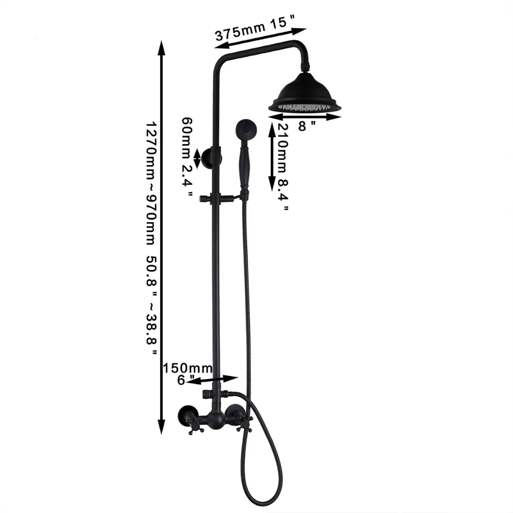 Torayvino Black Bathroom Shower System Set Wall Mounted 8\