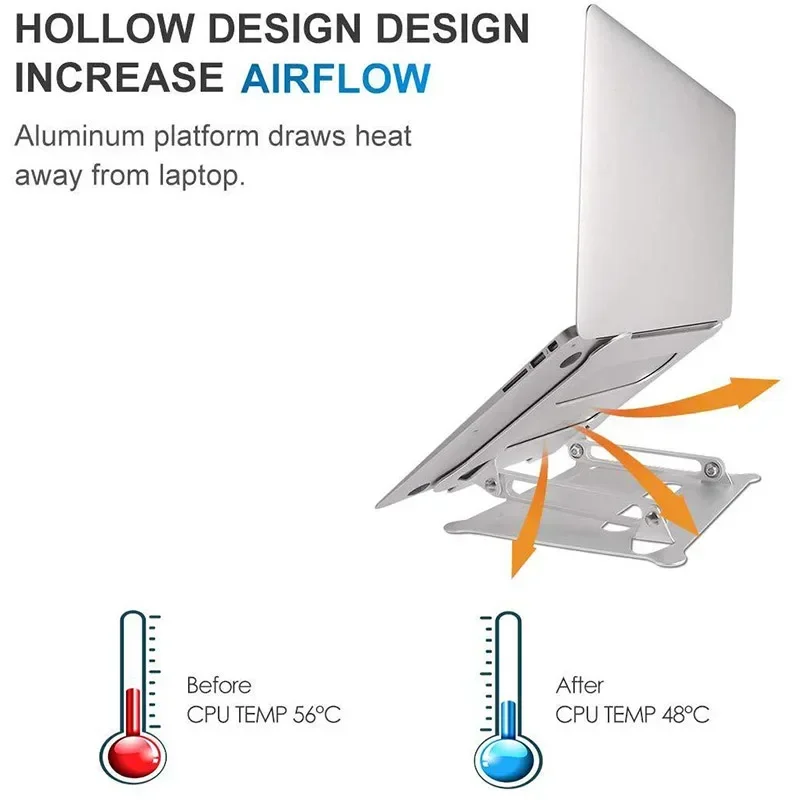 Soporte ajustable de aleación de aluminio para ordenador portátil, plegable, antideslizante, para Notebook, MacBook