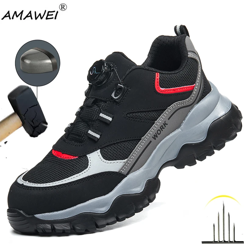 

Rotary Buckle Work Boots Indestructible Safety Shoes Men Steel Toe Shoes Puncture-Proof Sneakers Non Slip Work protective shoes