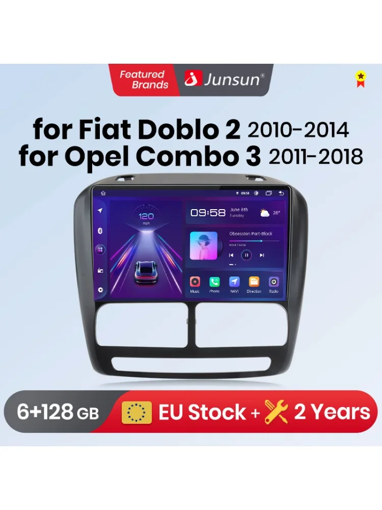 Junsun Carplay Android Auto Radio Voor Fiat Doblo Opel Combo Tour 2010-2015 Auto Intelligente Systemen Rds Bt Dsp 2 Din Autoradio - afbeelding 2