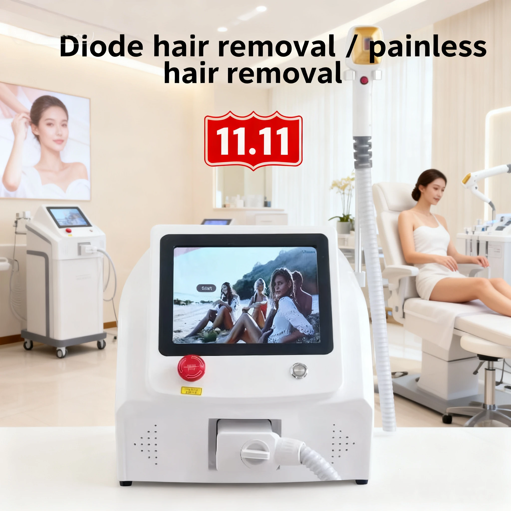 

Professional 3000W Alexandrit Diode Laser Hair Removal - 808nm Permanent Painless Depilation Equipment for Face Underarm Body