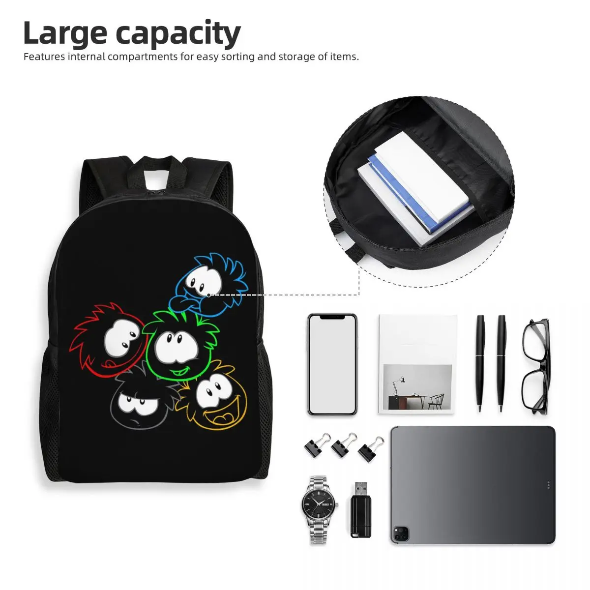 Club Penguin Puffle Group Backpack Student Boys Girls BookBag School Bag Computer Shoulder Bags