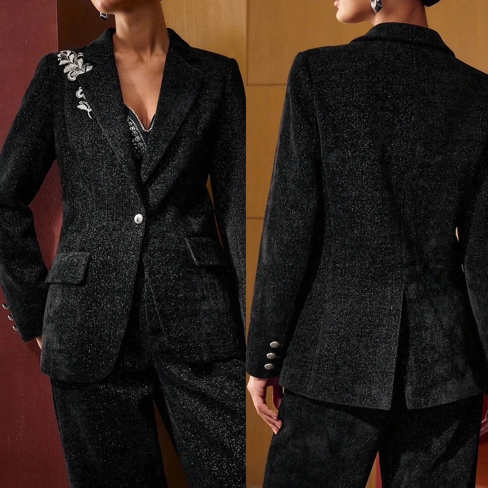 

Элегантный женский костюм, вечерние платья, аппликации, кружевная куртка, пальто и брюки для женщин, костюмы из двух предметов по индивидуальному заказу