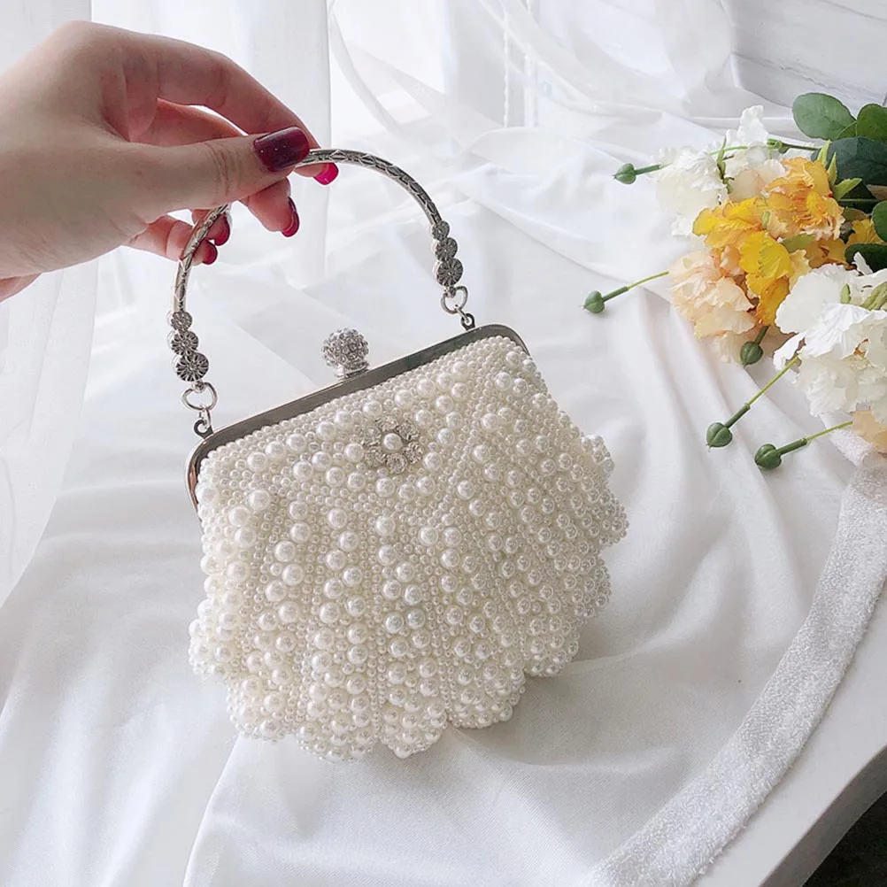 1 قطعة حقيبة كتف رصع باللؤلؤ ريترو واحدة الكتف أنيقة يؤرخ حقيبة يد عادية بنات أنيق حقيبة التخزين يؤرخ حقيبة يد #3