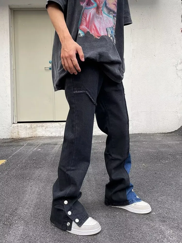 2024 ropa y2k mode patchwork gestapelt baggy jeans hose für männer vintage kleidung knöchel knopf hip hop denim hose vaqueros