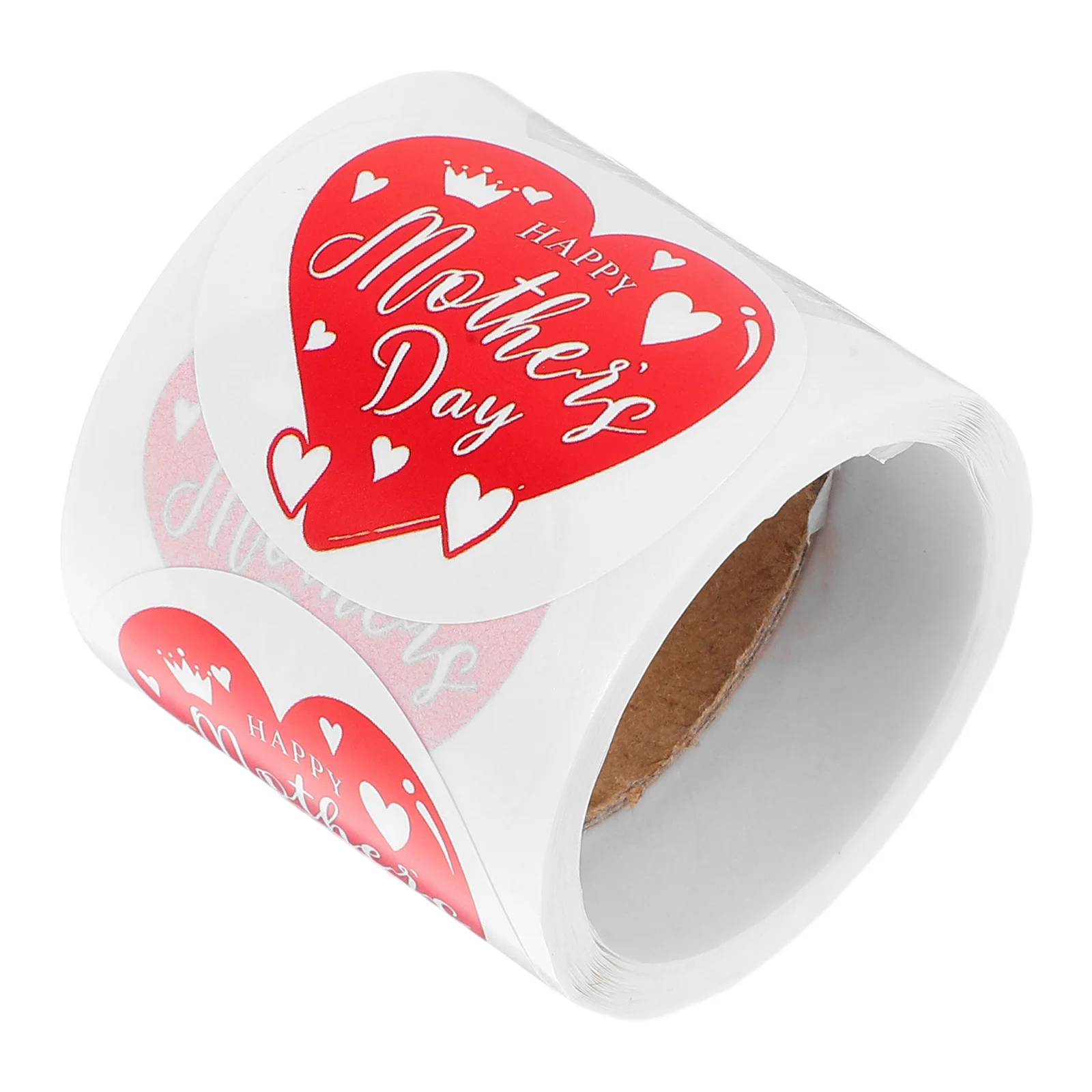 

1 Roll Happy Mothers Day Stickers Heart Pattern Soft Adhesive for Packaging Crafting Mom Stickers for Water Bottles