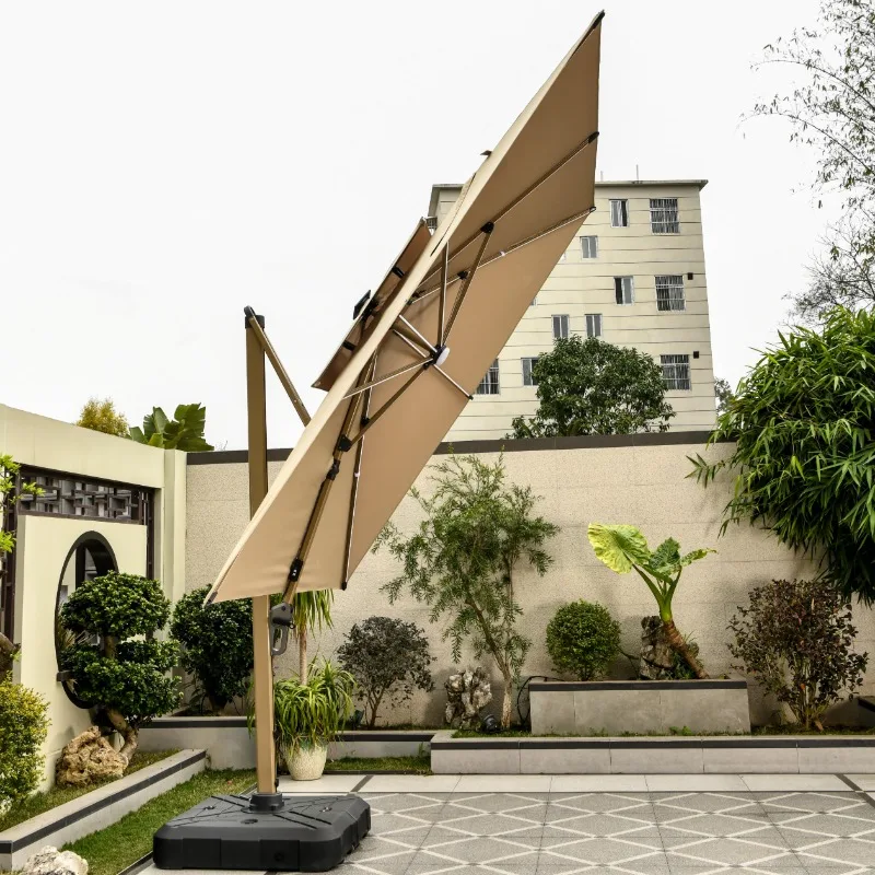 

Modern 3m Square Cantilever Umbrella with LED Lights Customizable Parasol for Garden or Supermarket Patio Use