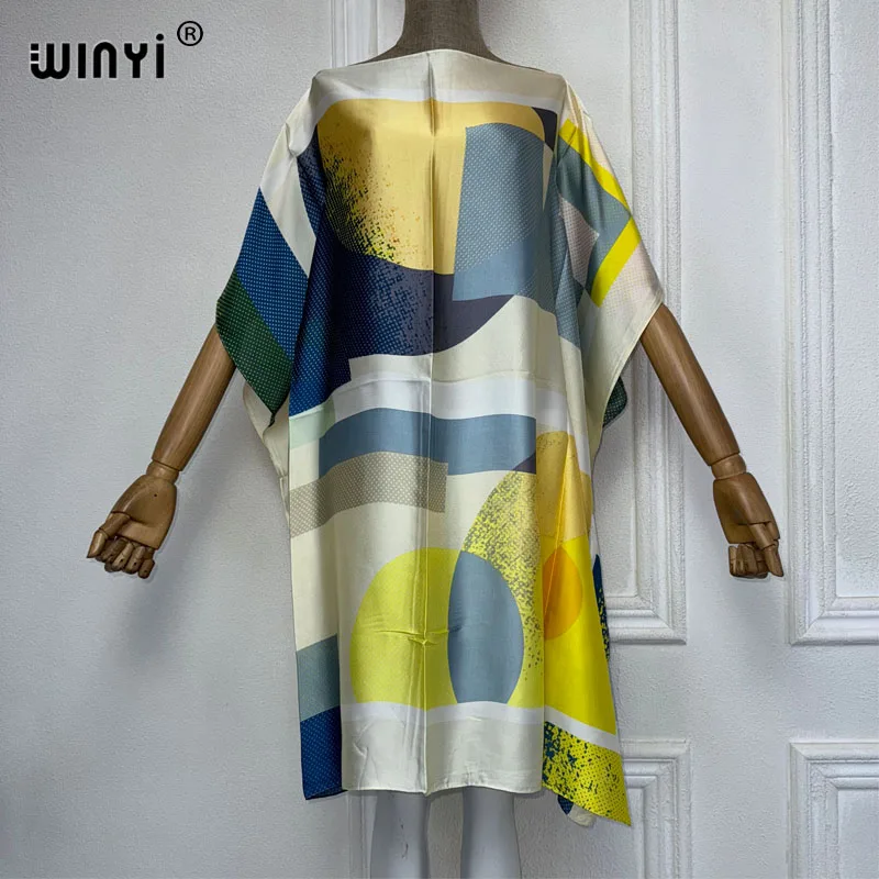 WINYI dress fashion Summer sexy african elegant dress BOHO print beach wear women Loose Femme Robe Muslim beach cover ups