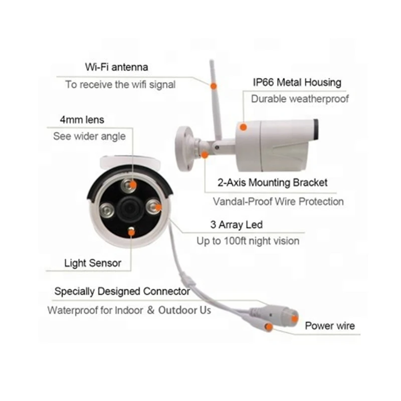 Tuya Smart APP 8 قناة عدة 2.0MP الأمن في الهواء الطلق المنزل كاميرا شبكة مراقبة IP لاسلكية في الهواء الطلق واي فاي Nvr عدة نظام CCTV الأمن