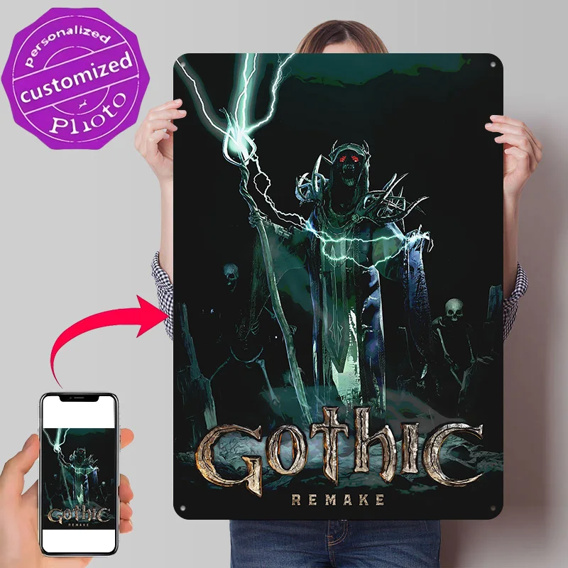 Gothic Remake Dark Fantasy Personalized 3D Textured Metal Poster Wall Art Tinplate Sign for Vintage Decor Living Room Decoration