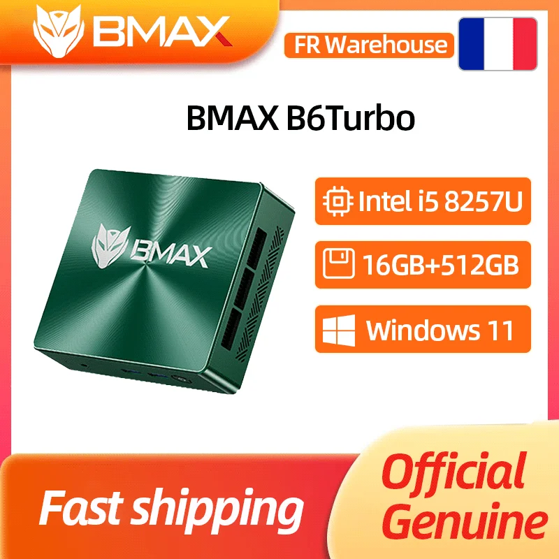BMAX Mini Pc B6 Turbo Intel Core i5 8257U Windows 11 16GB RAM 512GB SSD HDMI USB DP Bluetooth WIFI Computer