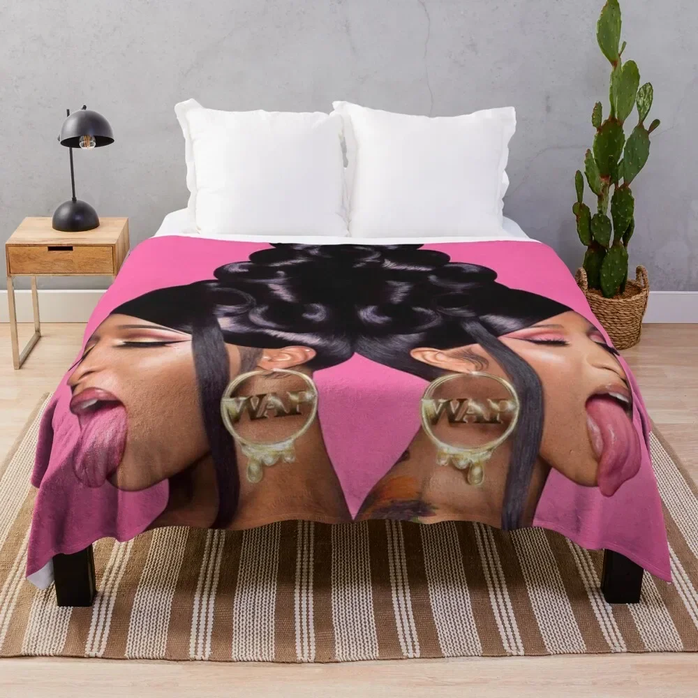 

WAP Cardi B and Megan Thee Stallion Throw Blanket Weighted Summer Beddings Furrys Vintage Blankets