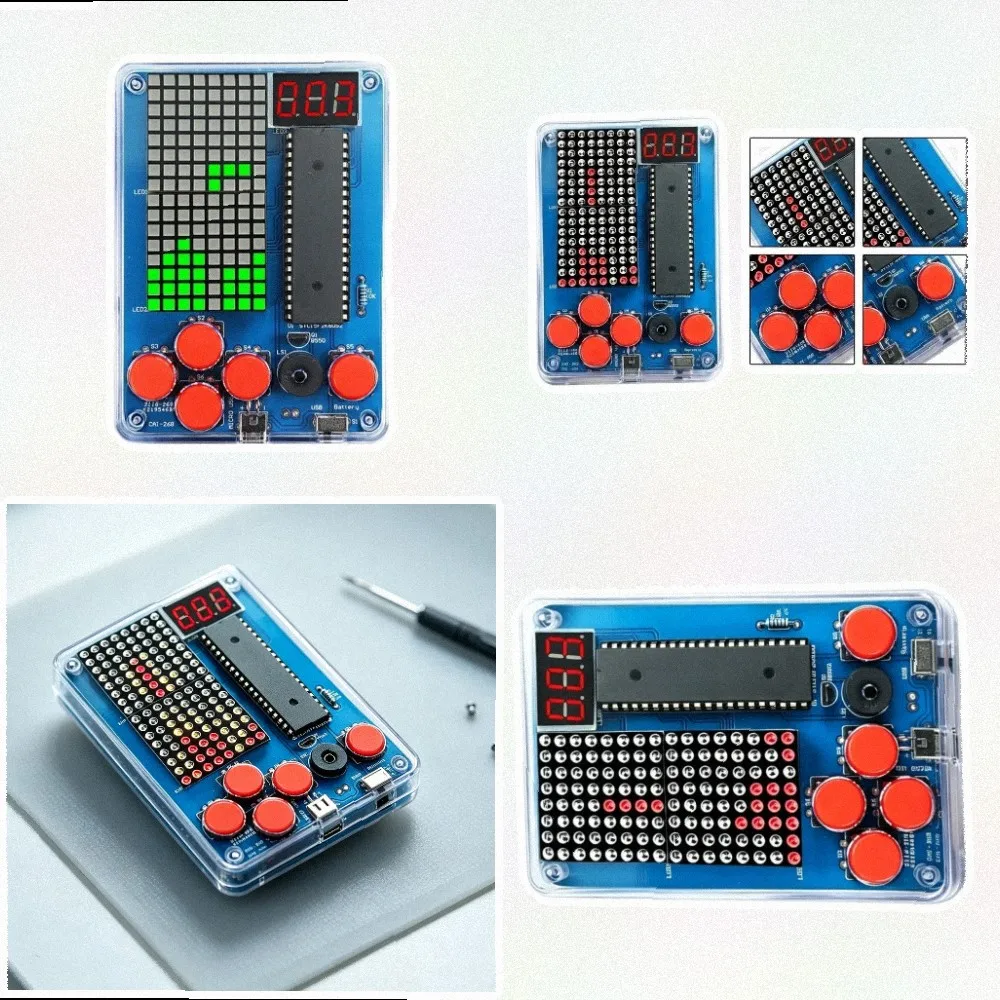 51 Microcontroller Game Console DIY Kit Soldering Practice STEM For Educational Electronic Project With 4 For Retro Games For