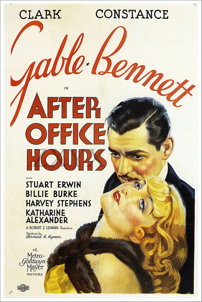 After Office Hours Clark Gable Constance Bennett Vintage Movie Poster