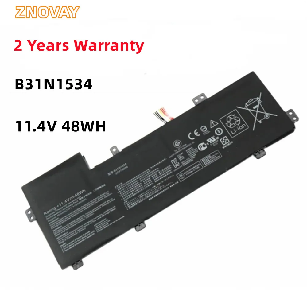 ZNOVAY B31N1534 11.4V 48WH Laptop Battery For ASUS Zenbook UX510 UX510UW UX510UX Series 3ICP7/60/80 0B200-02030000
