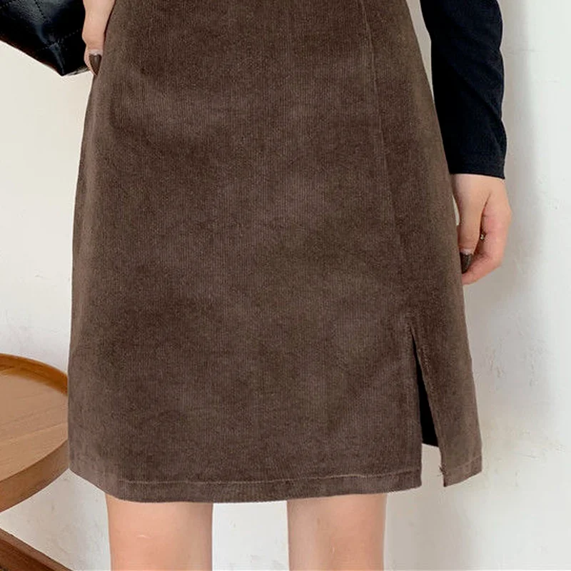 Röcke Frauen S-4XL Hochschulen Mode Neue Mujer Faldas Casual Täglichen Reine Ulzzang Cord Dicker Herbst Warme Gemütliche Einfache Vintage