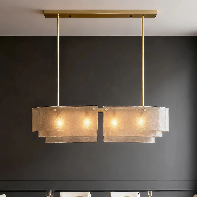 

Vintage French elegant LED long chandelier, mid-century modern style restaurant chandelier