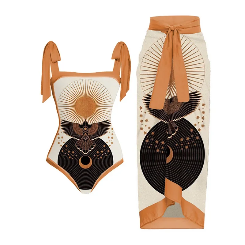 

Hot Sale Of The Season One-Piece Conservative Belly Covering Slimming Backless Tie-Dress Style New Women's Swimsuit Chiffon Beac