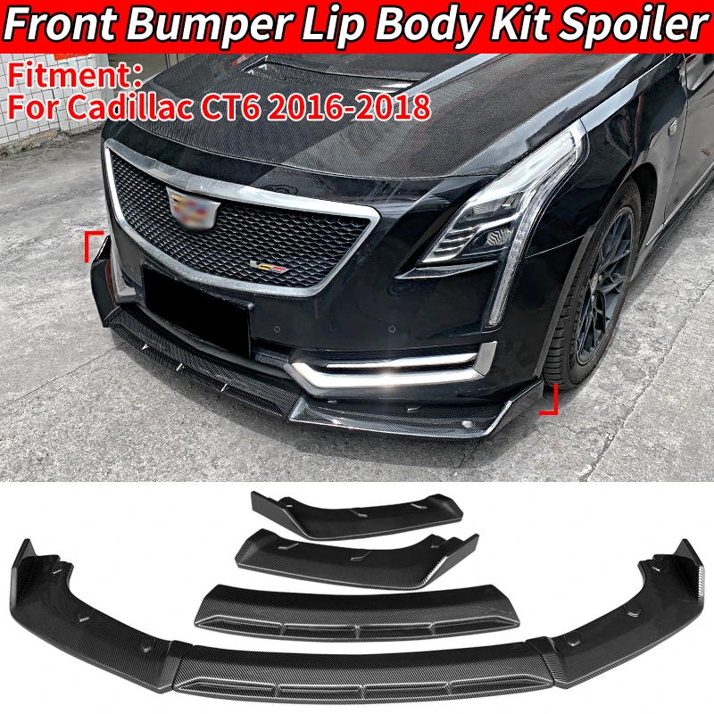 Car High Quality Accessories For Cadillac CT6 2016-2018 Front Bumper Lip Body Kit Chin Spoiler Diffuser Guard Carbon Fiber ABS