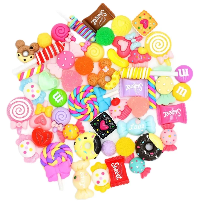 20pc Kawaii Accessories Cute Bear/ Lollipop Resin Nail Art Charms Lovely Candy/Flower Nails Rhinestones DIY Manicure Decorations