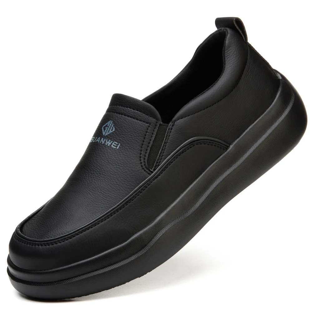 Genuine Leather Men's Chef Shoes Oil-resistant Kitchen Work Shoes Waterproof Leather Shoes Anti-slip Men Casual Shoes Quality