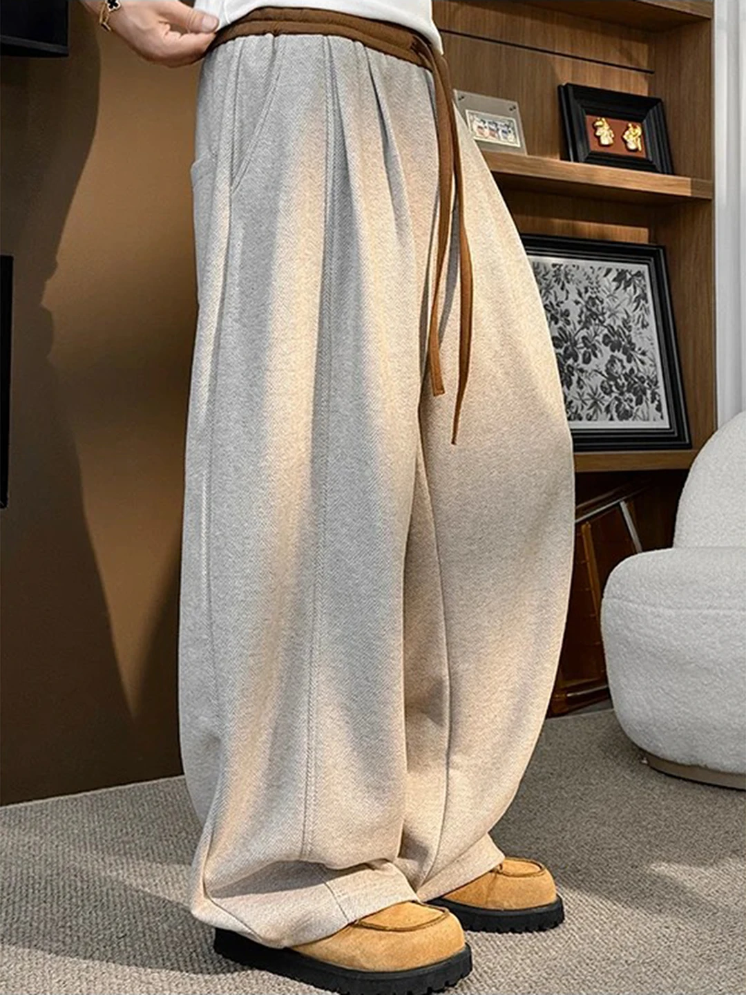 

American Retro Wide Leg Pants Men's Loose Drapey Knife Trousers Vintage Sle Casual Faion Autumn Seasonal Wear