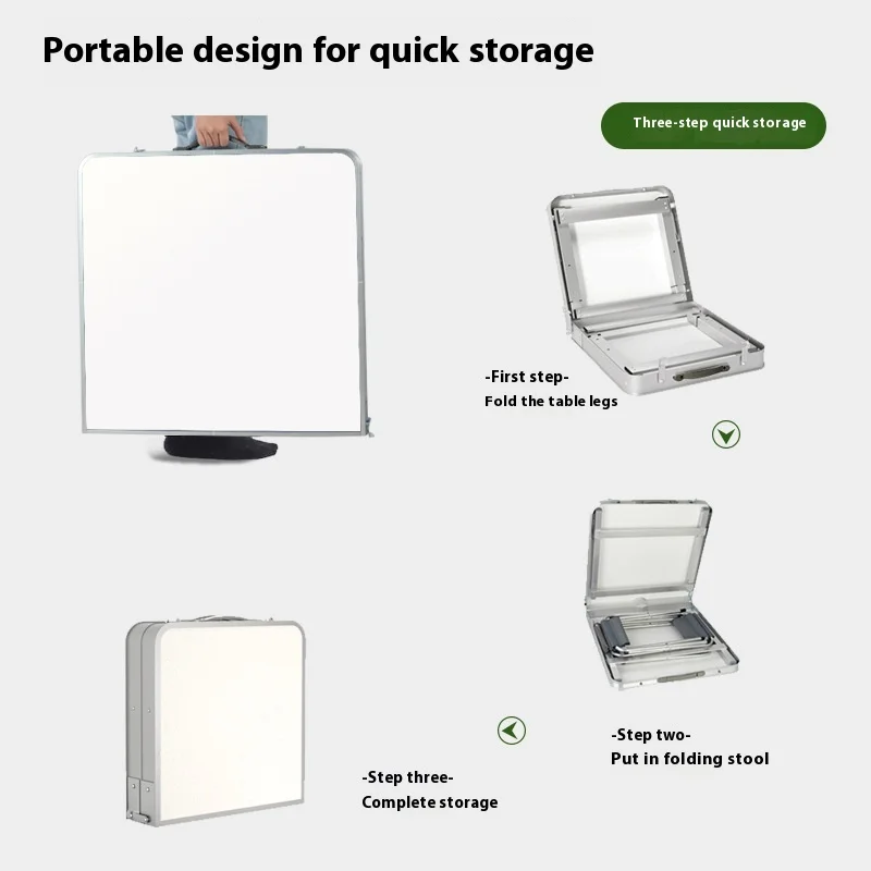 Multifunctional Foldable Table And Chairs Set Adjustable Height Portable for RV Car Camper Outdoor Dining PU Cart Home Compact