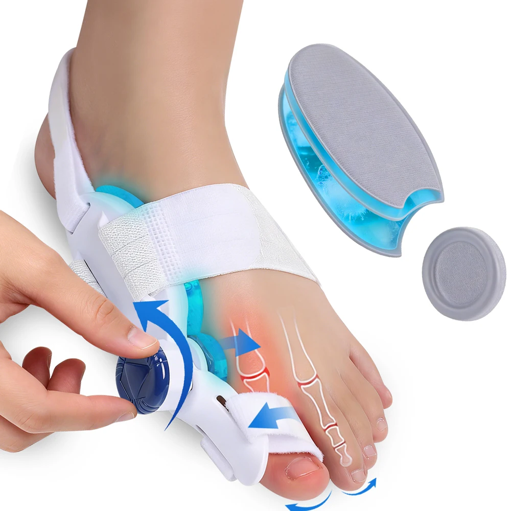 

Dial Adjustable Bunion Corrector with Cold Therapy Gel Pad 24h Wear Hallux Valgus Brace Orthopedic Toe Straightener for Walking