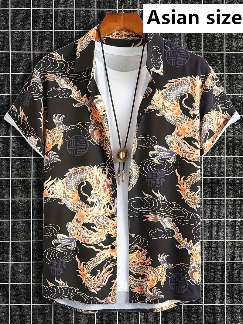 

Dragon Tiger Graphic 3D Printed Men's Hawaiian Shirts Summer Chinese Style 2025 New Fashion Streetwear Oversized Women Blouses
