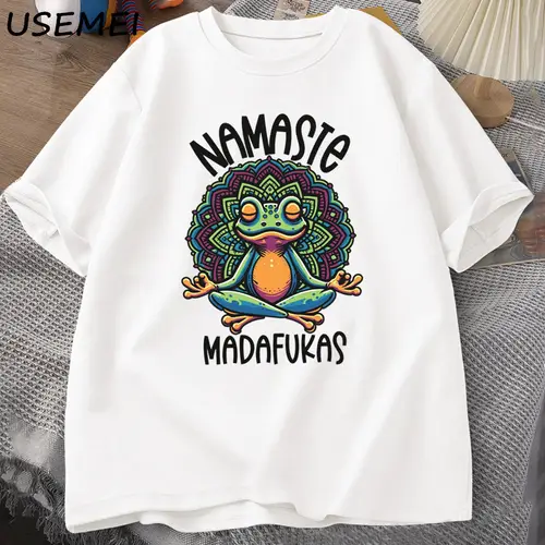 Funny Yoga T Shirt Frog Self Care T-Shirt Cotton Short Sleeve Positive Cottagecore Namaste Tee Men Women Mens Clothes Streetwear - Image 2