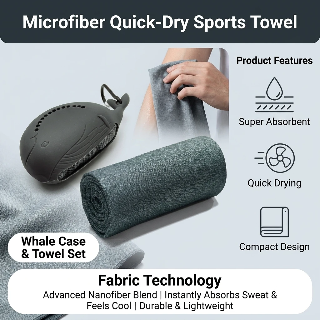 Microfiber Sports Towel Quick Dry Cooling Sweat Absorption for Gym Yoga Travel