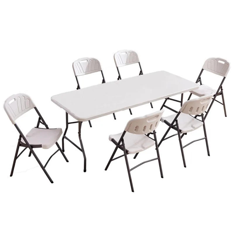 

Portable plastic folding table folding dining table rectangular table foldable stall exhibition