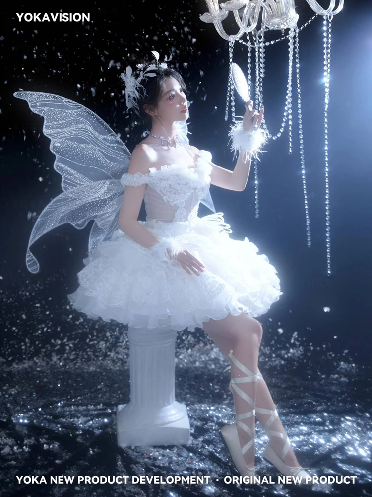 

Studio New Fairy Theme Swan Ballet Puffy Short Skirt Forest System Dream Fairy Tale Angel Girl Photography Costume Women's Fa...