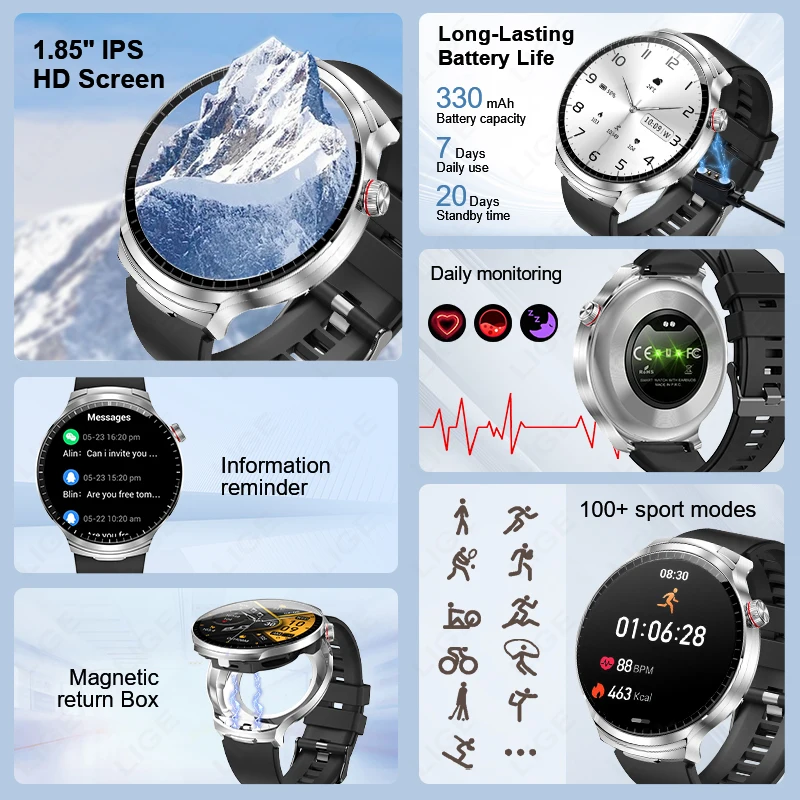 LUIK Nieuwe Smart Horloge TWS 2-in-1 Headset Bluetooth Oproep Hartslagmeter Sport Fitness Tracker Koptelefoon Muziek spelen Smartwatch