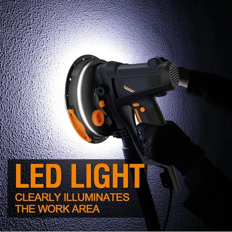 ماكينة صنفرة الحوائط الجافة المحمولة بقدرة 810 وات، ماكينة صنفرة كهربائية للجدران، صنفرة خشنة ودقيقة، سرعة متغيرة 1500-2800 دورة في الدقيقة، وسادة مطورة، #4