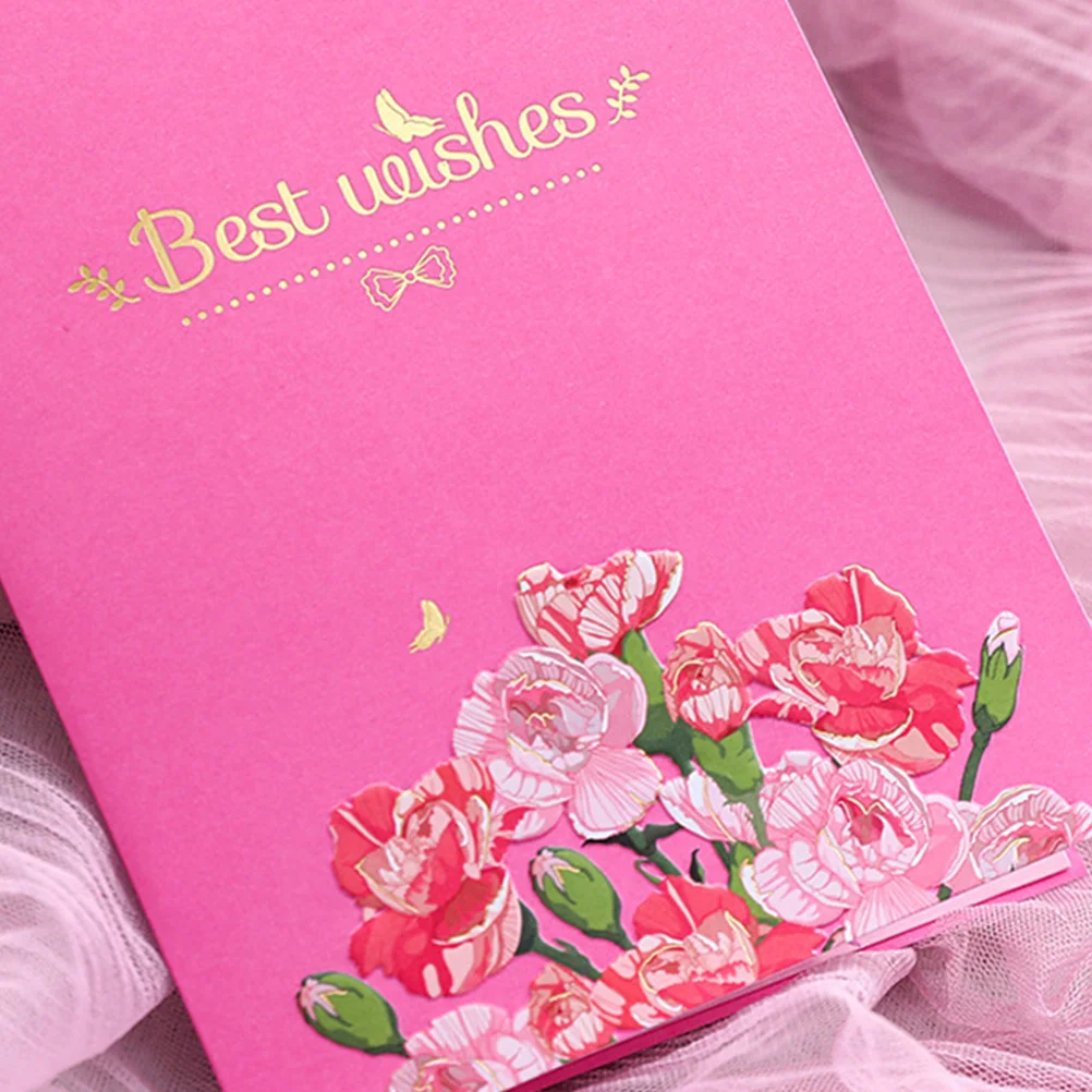 

2Pcs Romantic Carnation Hot Stamped -Up Greeting Cards Flower Cards for Mothers Day Birthday Anniversary