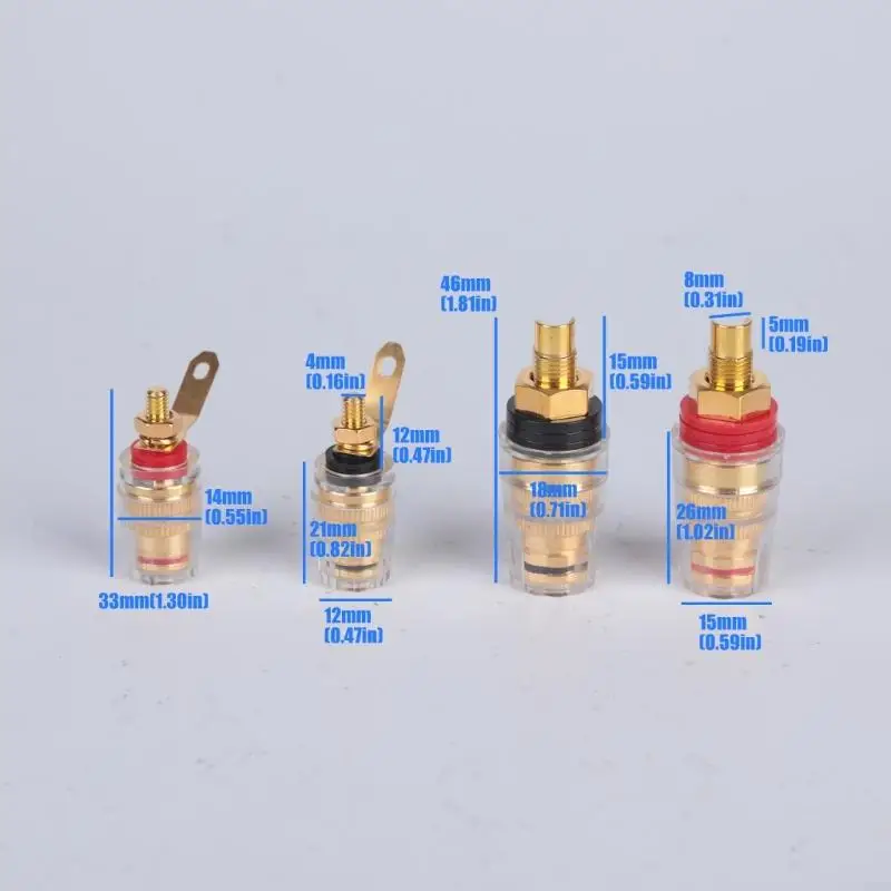 Speaker Connection Terminal Speaker Binding Post Set, 2Pair Clear Binding Posts with Metal Cores for Amplifier Terminal 896C view 6