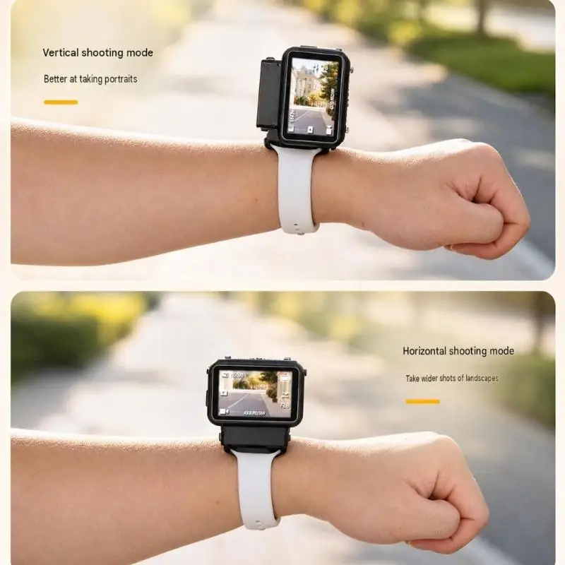 Adjustable Wrist-Worn Camera Holder with Attachment, Multiple Band Holes, and Horizontal Vertical Framing D2RC