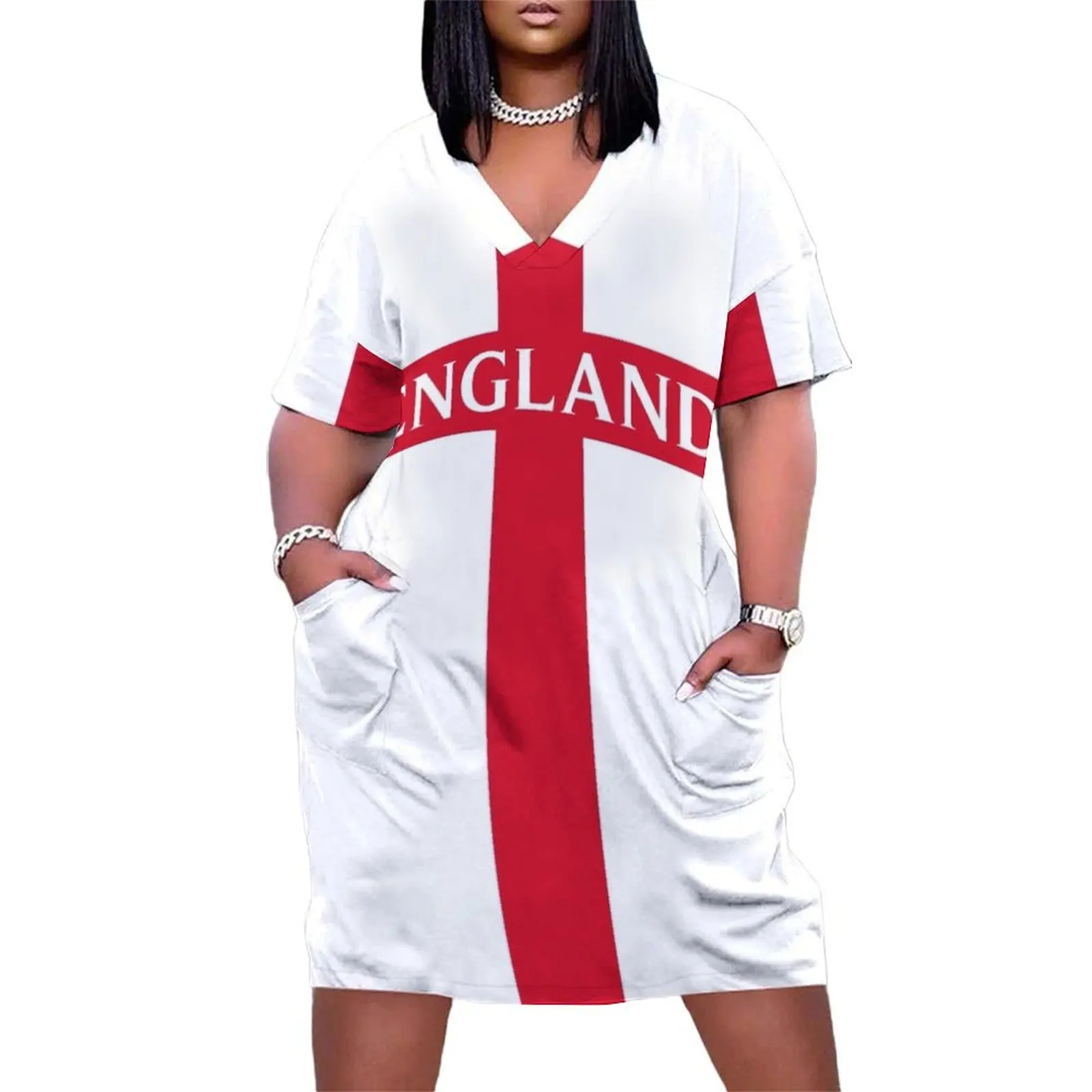 

ENGLAND ST. GEORGE CROSS, BY SUBGIRL Loose Pocket Dress dresses for womens 2025 Elegant gown
