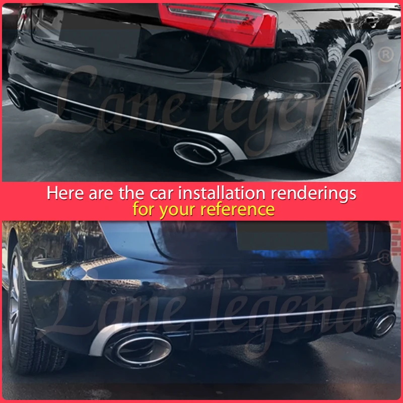 Car Rear Diffuser for Audi A6 A6L 2012 2013 2014 2015 Glossy Black Car Body Kit Lip Bumper Spoiler Splitter RS6 Style Styling