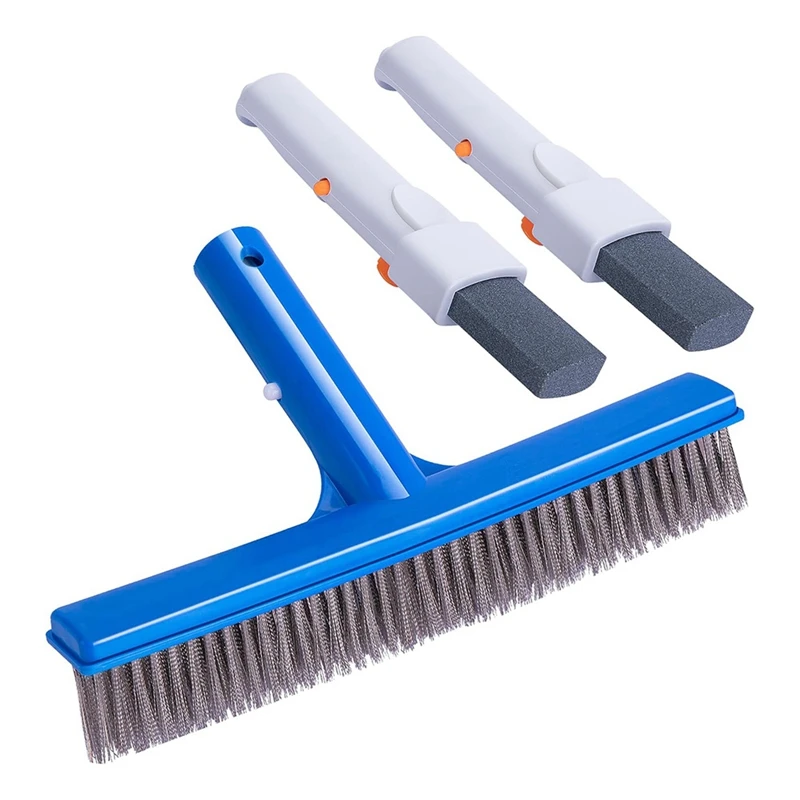 

ABMO 2 шт. пемза для бассейна с ручкой и 10-дюймовой щеткой для бассейна из нержавеющей стали для очистки подземного/надземного бассейна