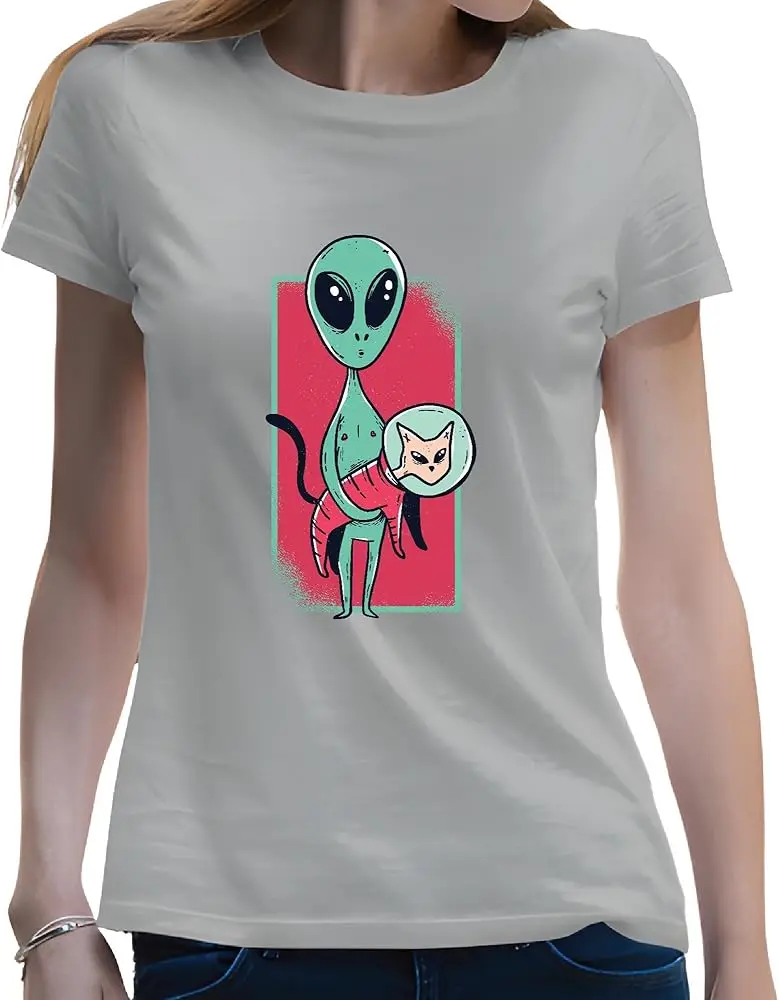 Funny Gift for Space and Alien Lovers Cute Cat Astronaut Design for Kids and Adults  High Quality 100%Cotton Short Sleeve