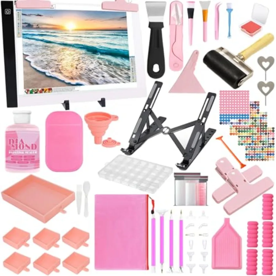 

【Spot goods】All-Inclusive Diamond Art Accessories Kit with A4 Diamond Painting Light Pad Kit Light Board for Painting Accessori