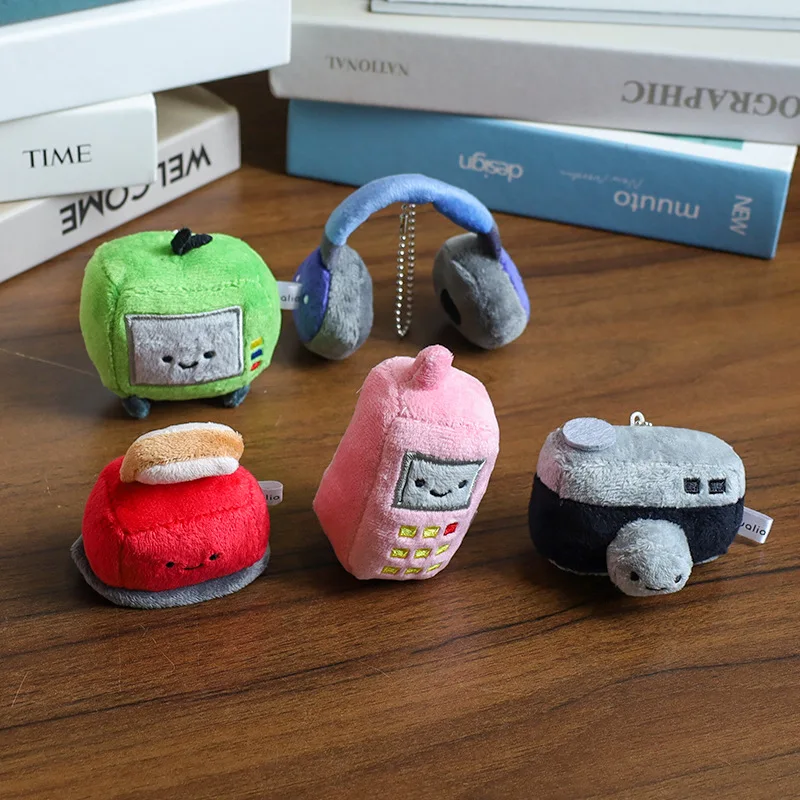 Cute Small Home Appliance Series Doll Keychain For Bag Pendant Mini TV Set Camera Cellphone Doll Keyrings Couple Gifts Wholesale