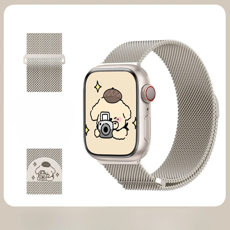 Cartoon Pom Pom Purin Metal Strap For iWatch Band 44mm 45mm 49mm 40mm 41mm 42mm 44mm bracelet iWatch series 9 8 7 se 5 6 Ultra 2