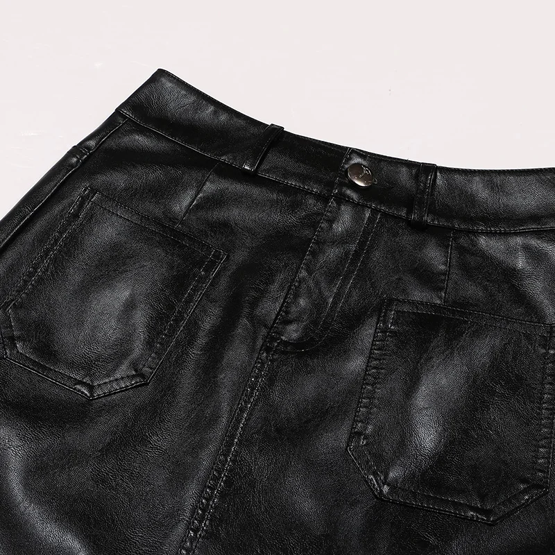 Mulheres longas de couro do plutônio bodycon saias novo outono inverno frente fenda cintura alta em linha reta moda saia bolso quente saia do plutônio